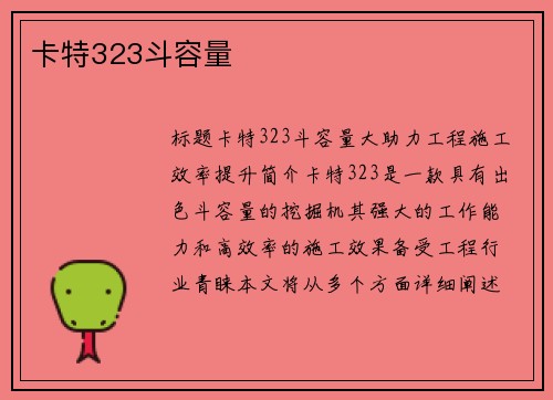 卡特323斗容量