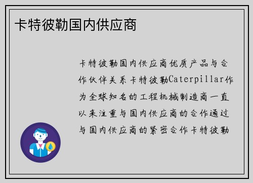 卡特彼勒国内供应商