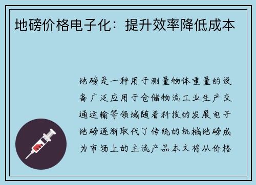 地磅价格电子化：提升效率降低成本